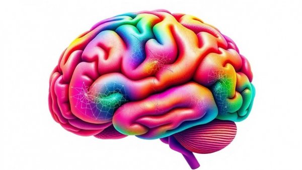 Illustration of human brain highlighting neural development stages