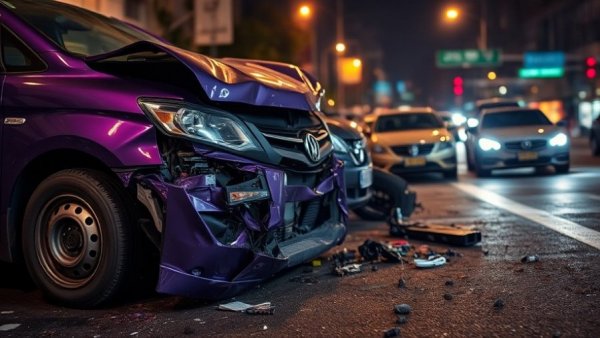 San Antonio traffic news: Nighttime car crash scene.