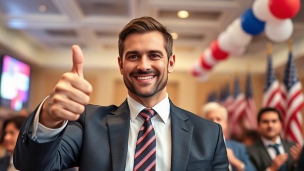 ShamWow Guy at a political event, Texas Congressional bid backdrop.