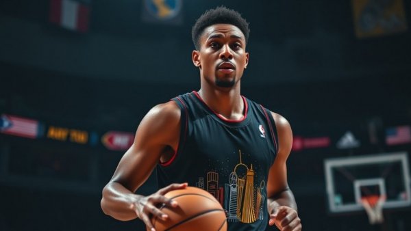 NBA Top Plays of Night: basketball player in action with spotlight.