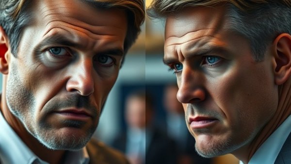 Two men with serious expressions discussing China's control over critical minerals.