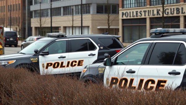 Pittsburgh Police vehicles parked on a cloudy day, urban setting.