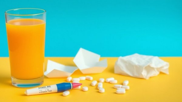 Cold and flu prevention tips: Items for health support in colorful setting.