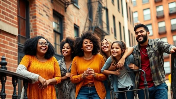 Families on NYC brownstone steps illustrating affordability initiatives