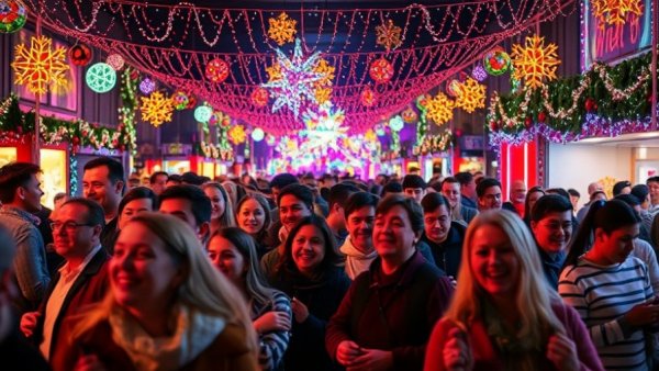 Colorful celebration at Sugar Land Holiday Lights 2025 with festive activities.