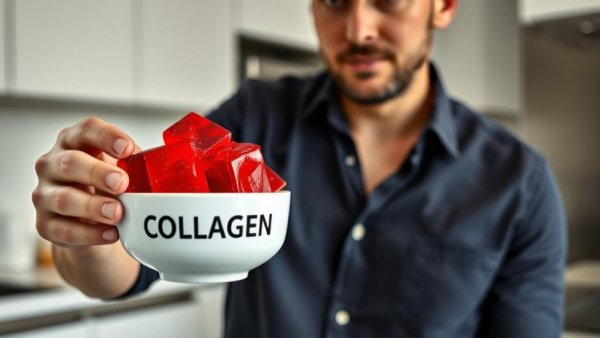 Person pointing at collagen gelatin cubes, highlighting daily collagen benefits.