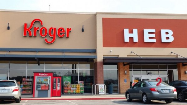 Views of Kroger and H-E-B stores in Houston, represented for Thanksgiving 2025.