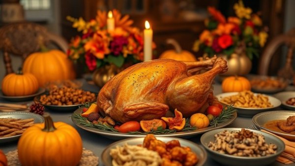 Thanksgiving feast with turkey and sides at Houston restaurants.