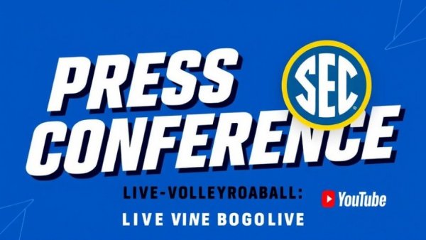 Texas A&M SEC Volleyball Tournament insights conference poster with live YouTube.