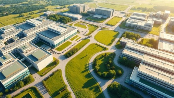 Sprawling pharmaceutical plant in sunlight showcasing Eli Lilly Houston plant investment.