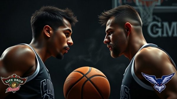 Warriors vs. Rockets highlights with two players facing off.