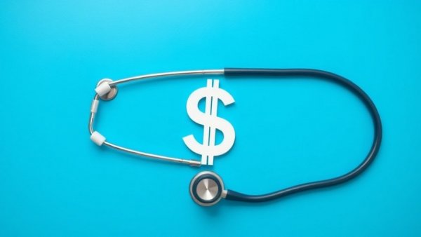 Stethoscope in dollar shape on blue background symbolizing Medicare Advantage contract negotiations.
