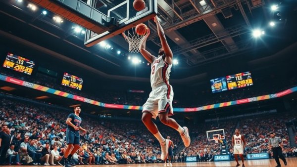NBA Cup highlights action dunk, indoor arena scene.