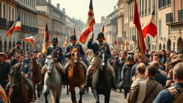 Evacuation Day history depicted with leaders on horseback.