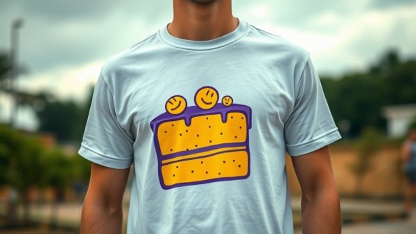 Graphic tee with cake design, potential San Antonio gift.