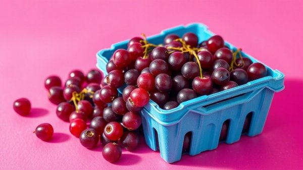 Fresh currants on pink surface highlighting signs of eating too much fiber.
