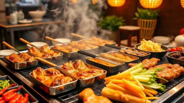 Korean BBQ Pearland showing grilled meats and sides.