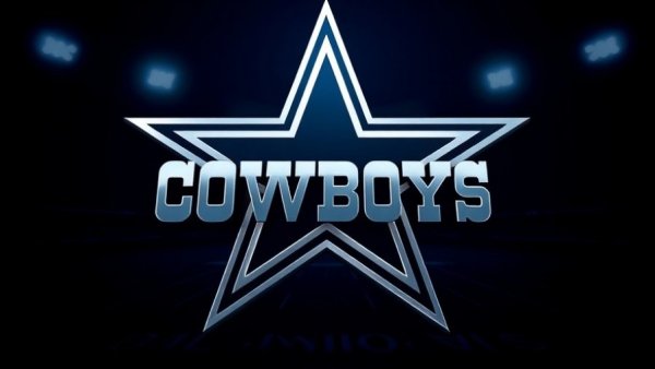 Dallas Cowboys Thanksgiving victory logo on a dark blue backdrop.