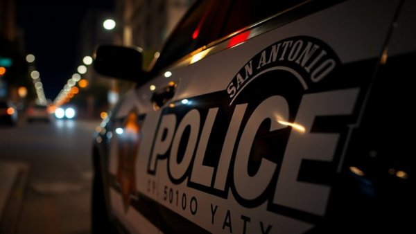 San Antonio police vehicle at night, Loop 1604 scene.