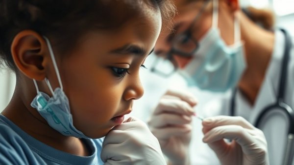 Child receiving measles vaccine from healthcare worker