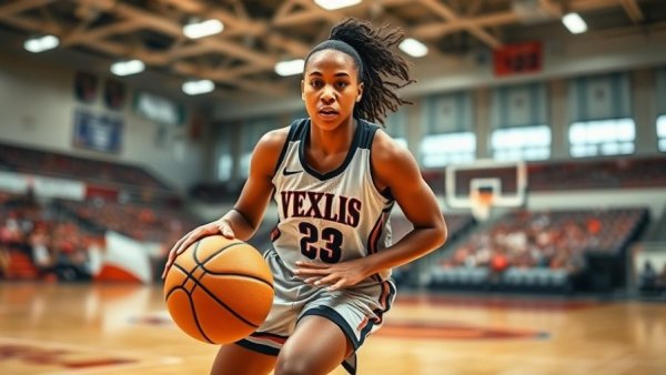 NIL impact on women's basketball, player dribbling in a game.
