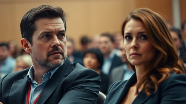 Blurry image of a speaker at a conference and a woman from a movie scene, related to national education policy.