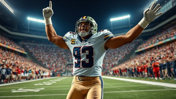 Georgia Bulldogs player celebrating during rivalry game highlights.