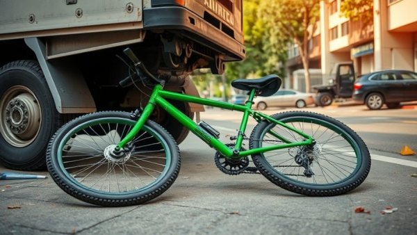 Community Safety After Child Bike Accident: Damaged bike under car on street.