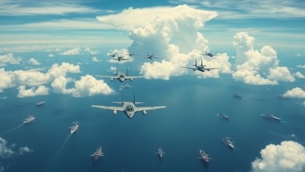 Venezuela migrant repatriation flights: military aircrafts over ocean.