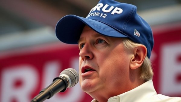Man in Trump cap speaks on stage, Texas Republican congressional elections backdrop.