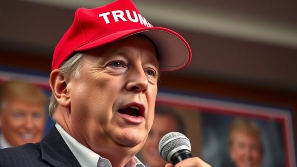 Middle-aged man in Trump cap discussing politics at an event, Texas elections 2026.