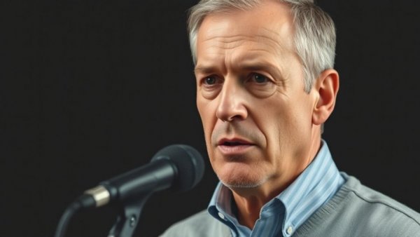 Middle-aged man discussing benefits of drinking lemon cucumber water in studio.