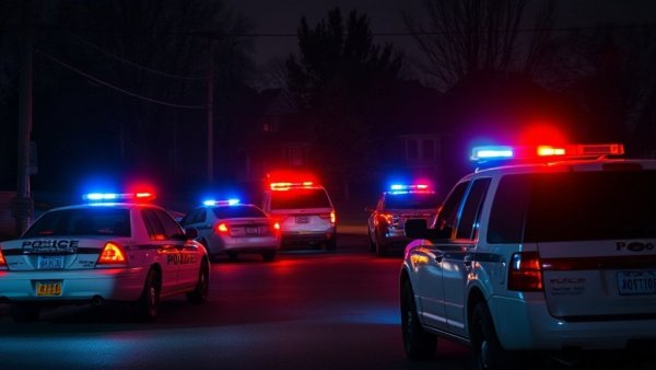 Night scene with police vehicles in a suburban area related to San Antonio crime reports.
