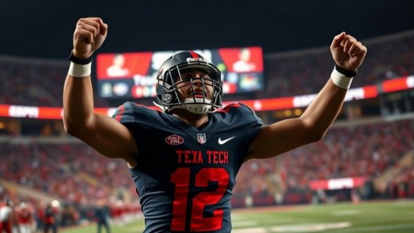 Baron Morton celebrates in Texas Tech football uniform, ESPN graphic.