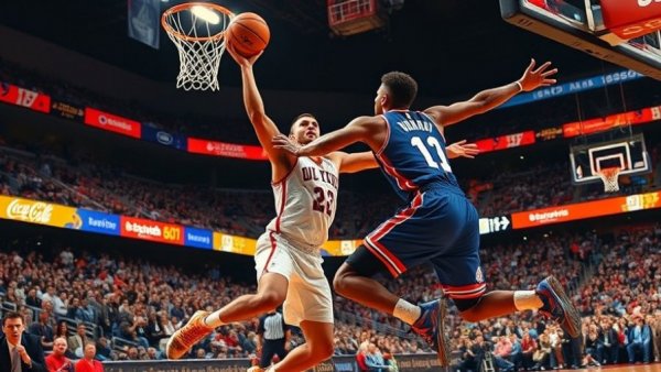 NBA Top Plays action shot in crowded arena.