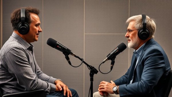 Podcast discussion on testosterone, featuring two individuals, studio setting.