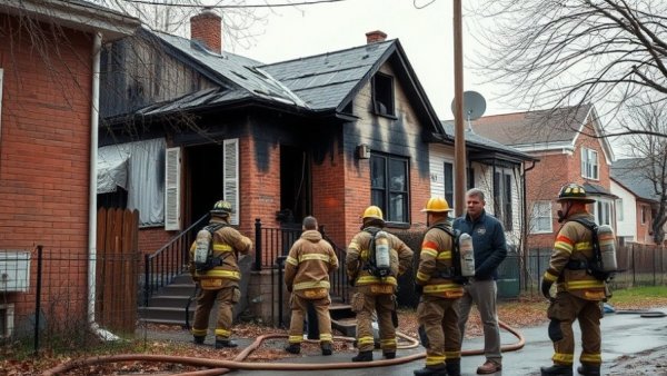 San Antonio fire investigation at a damaged house with firefighters.