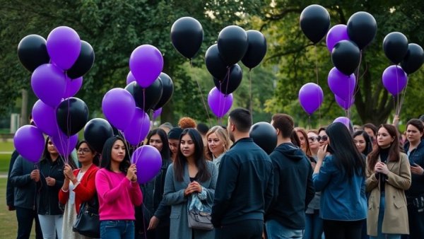 Houston trail-riding community gathers solemnly with balloons in remembrance.
