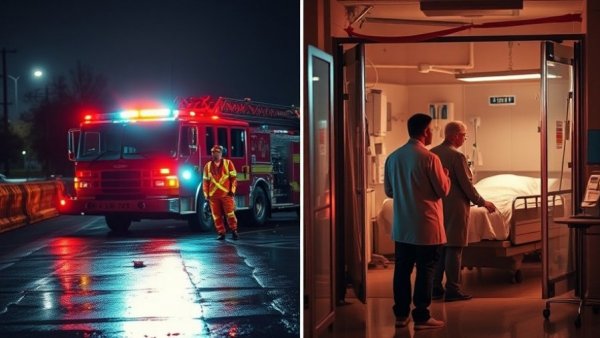 Houston firefighters injured on Eastex Freeway, crash scene, and hospital visit.