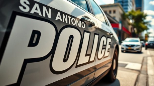 San Antonio police car on the street for death investigation.