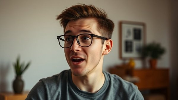 Man discussing sports on a digital show, clear background