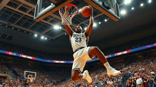 Basketball player dunking in NBA Top Plays Highlights.