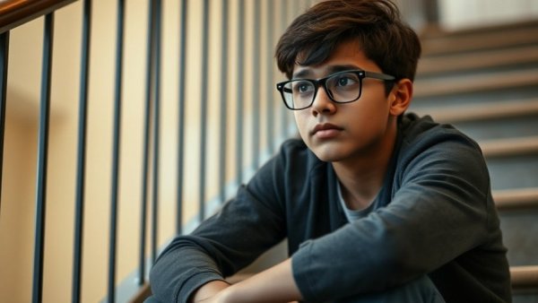 Contemplative young person on stairs related to SNAP work requirements in Texas.