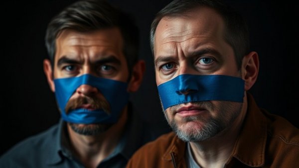 Men highlighting health freedom and censorship issues.