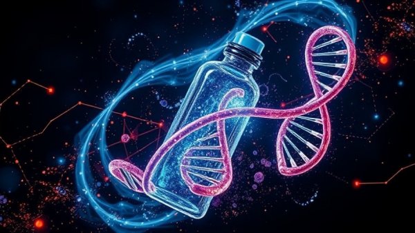 Peptides for healthy aging concept with futuristic design.