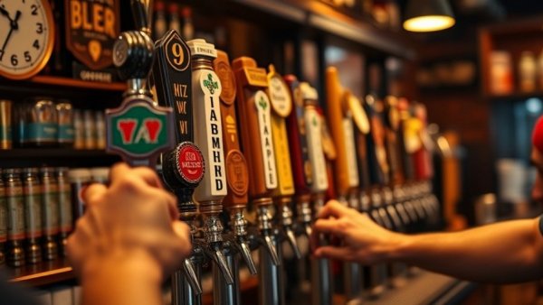 Atmospheric beer pouring at Holy Grail Pub in Plano.