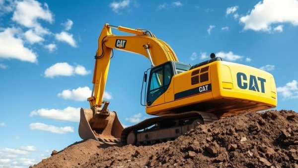 Excavator digs into earth under blue sky, Caterpillar raises $15.2 million for United Way