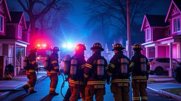 Firefighters responding to night scene in San Antonio fire news.