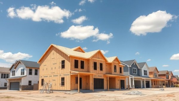Houston real estate market: New homes under construction in suburb.
