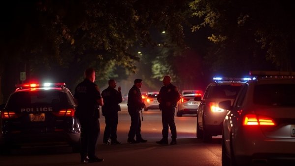 San Antonio police responding at night crime scene.